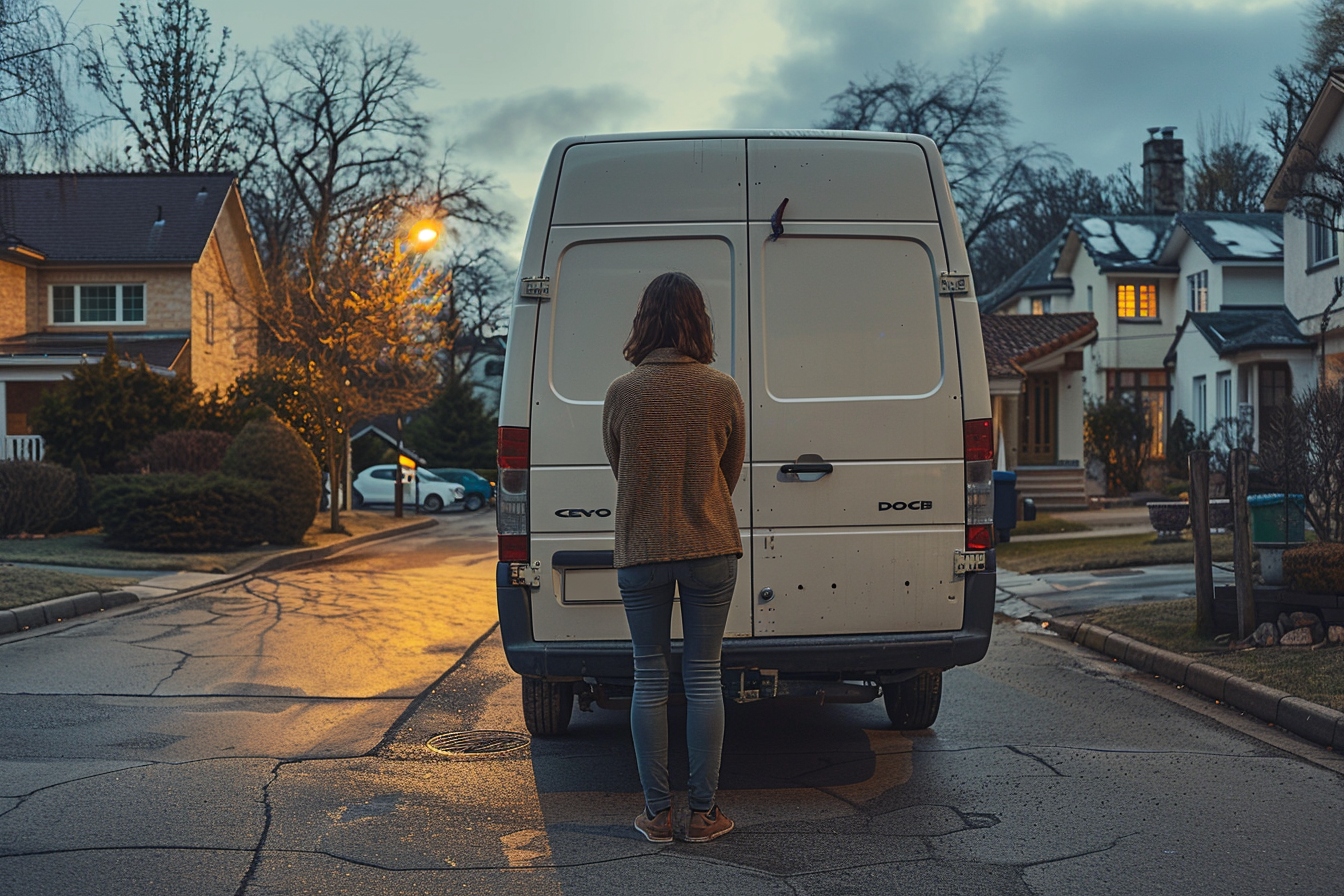 Personne souriante tenant des cartons de déménagement avec la ville de Meaux en arrière-plan, illustrant des solutions pratiques pour déménager sans CDI.