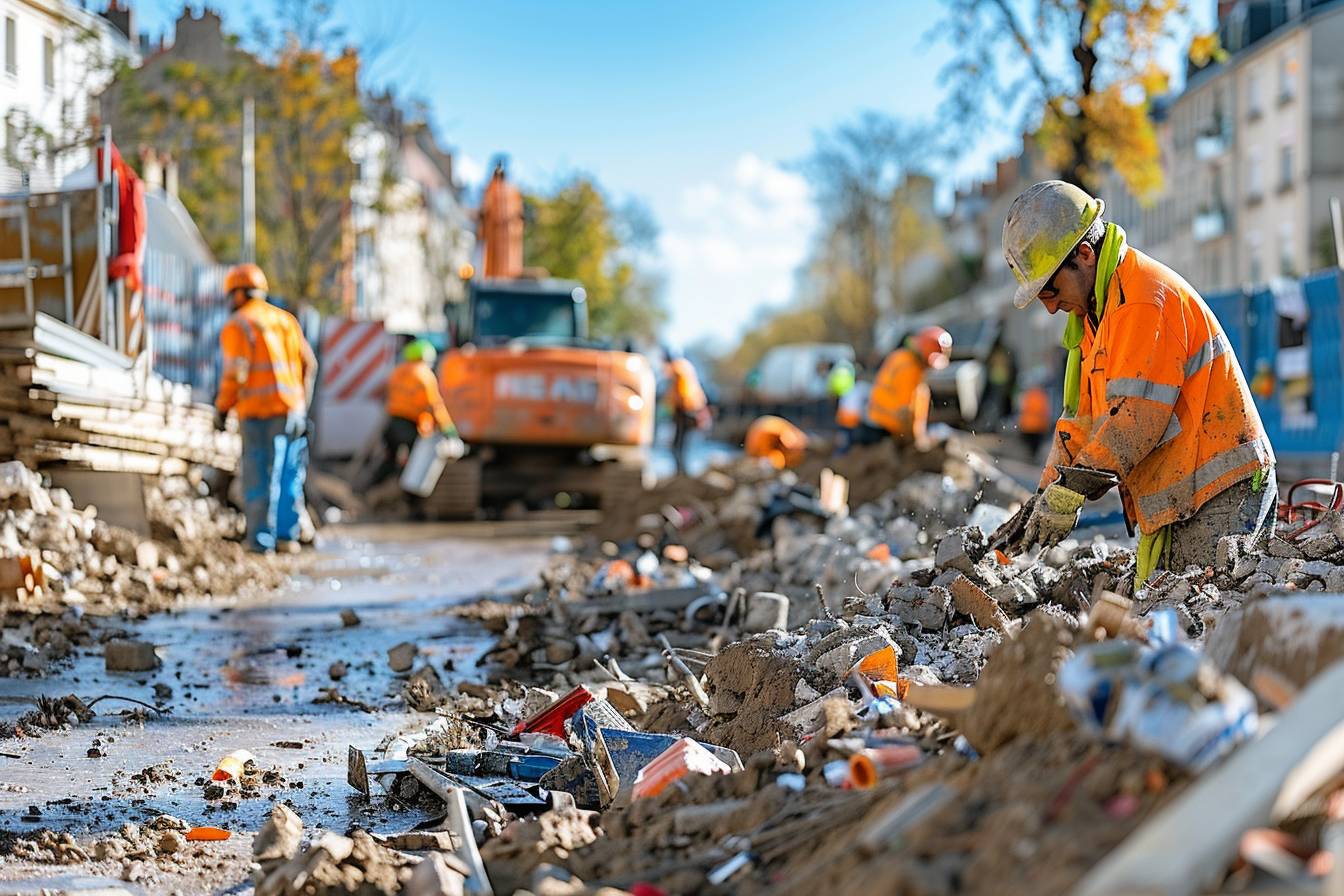 Équipe de débarras professionnel éliminant les gravats sur un chantier à Meaux pour révélation du potentiel - service gratuit